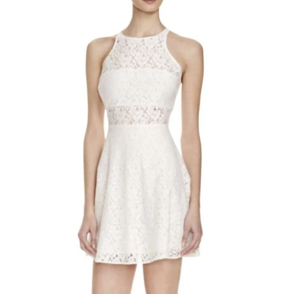 Likely Ivory Lace Fit & Flare Sleeveless Mini Dress - Picture 1 of 7